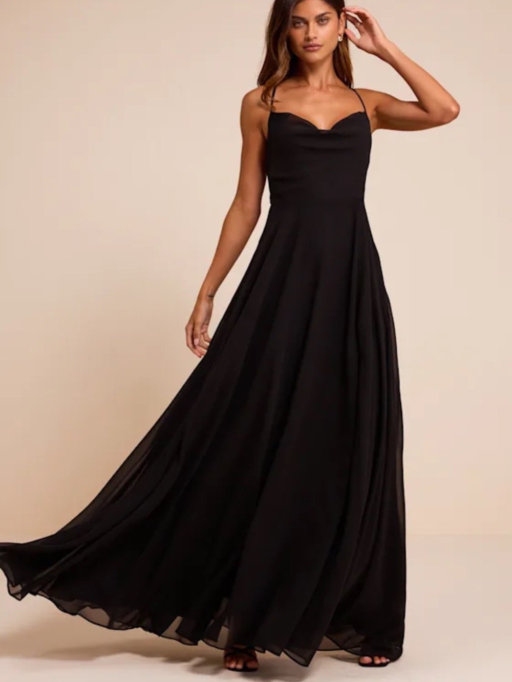 Lulu Cowl Neck Black Maxi Dress NWOT